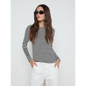 L’AGENCE / Tess Long Sleeve Tee in Black and White Stripe